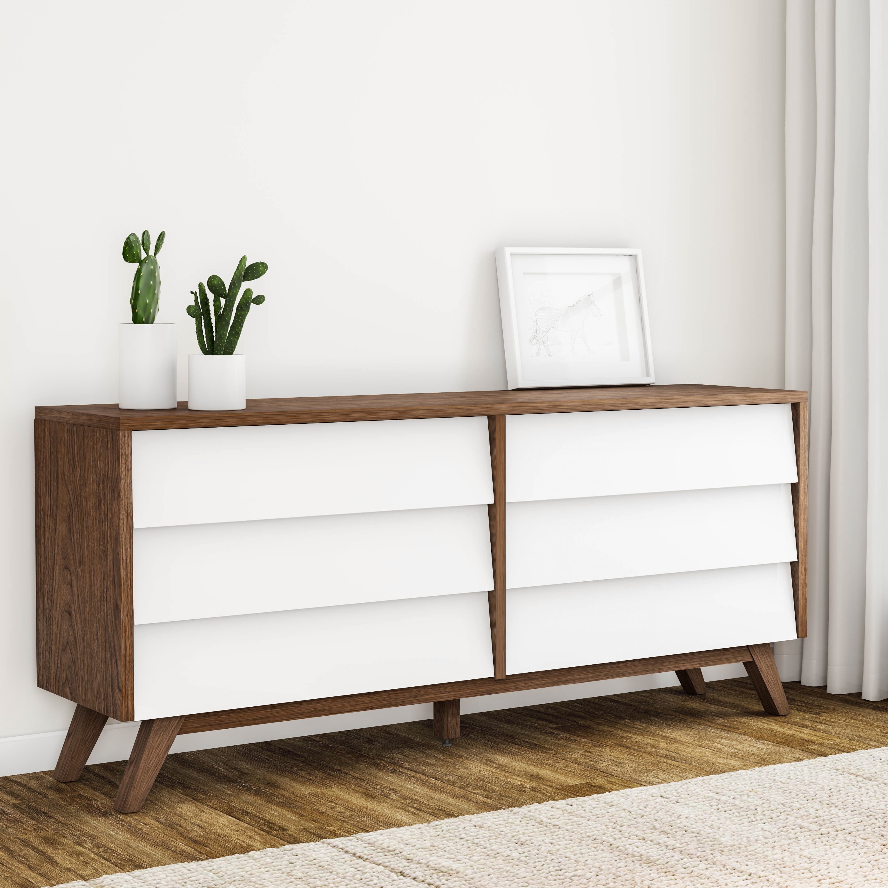 Shop Mid Century White And Brown Dresser By Baxton Studio On