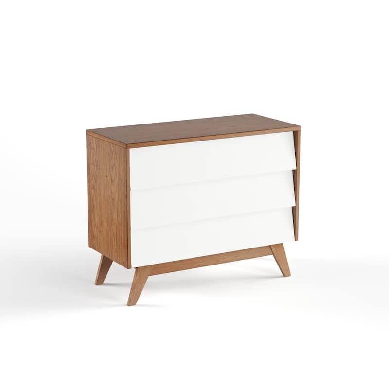 Carson Carrington Halmstad Mid-century White and Brown 3-drawer Chest
