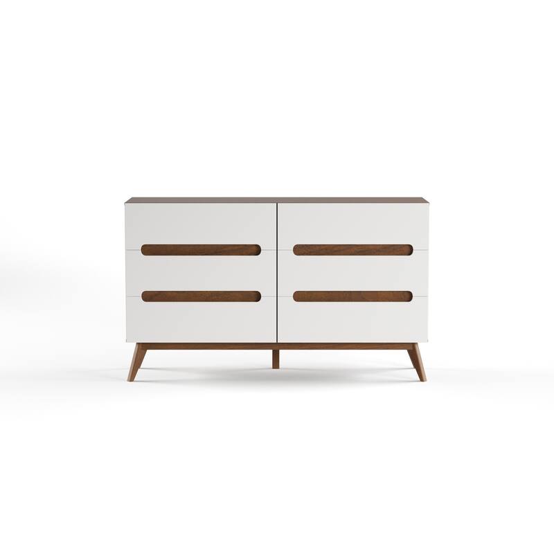Carson Carrington Sundsvall Mid-century White and Walnut 6-drawer Chest