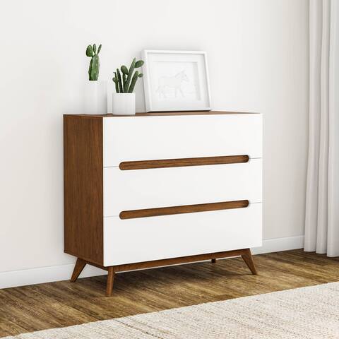 Carson Carrington Sundsvall Mid Century White And Walnut 3 Drawer