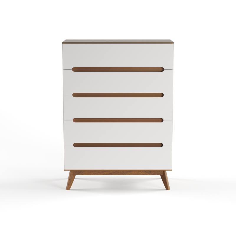 Carson Carrington Sundsvall Mid-century White and Walnut 5-drawer Chest