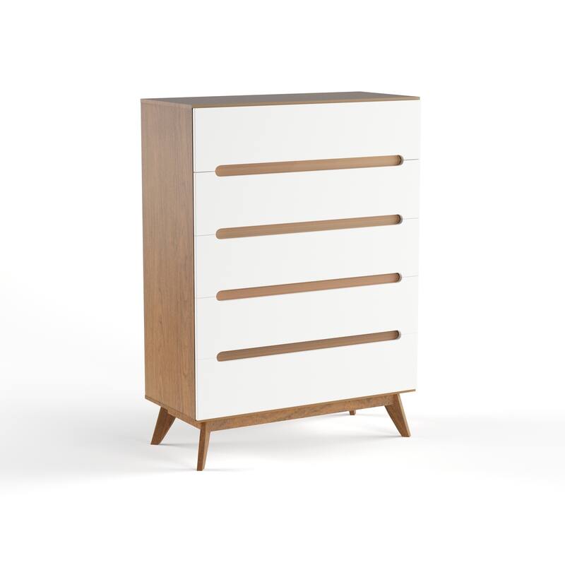 Carson Carrington Sundsvall Mid-century White and Walnut 5-drawer Chest
