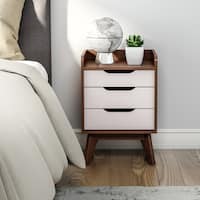 Carson Carrington Borlange Mid-century White and Walnut 3-drawer Nightstand