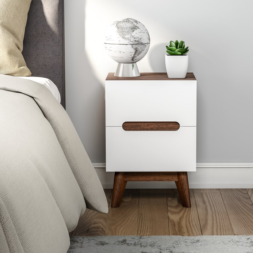 Carson Carrington Sundsvall Mid-century White/Walnut Nightstand