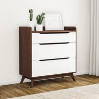 Carson Carrington Borlange Mid-century White and Walnut 3-drawer Chest