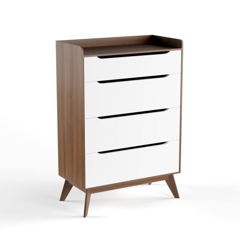 Carson Carrington Borlange Mid-century White and Walnut 4-drawer Chest - Chest-White and Brown