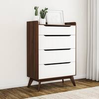 Carson Carrington Borlange Mid-century White and Walnut 4-drawer Chest