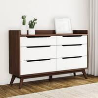 Carson Carrington Borlange Mid-century White and Walnut 6-drawer Chest