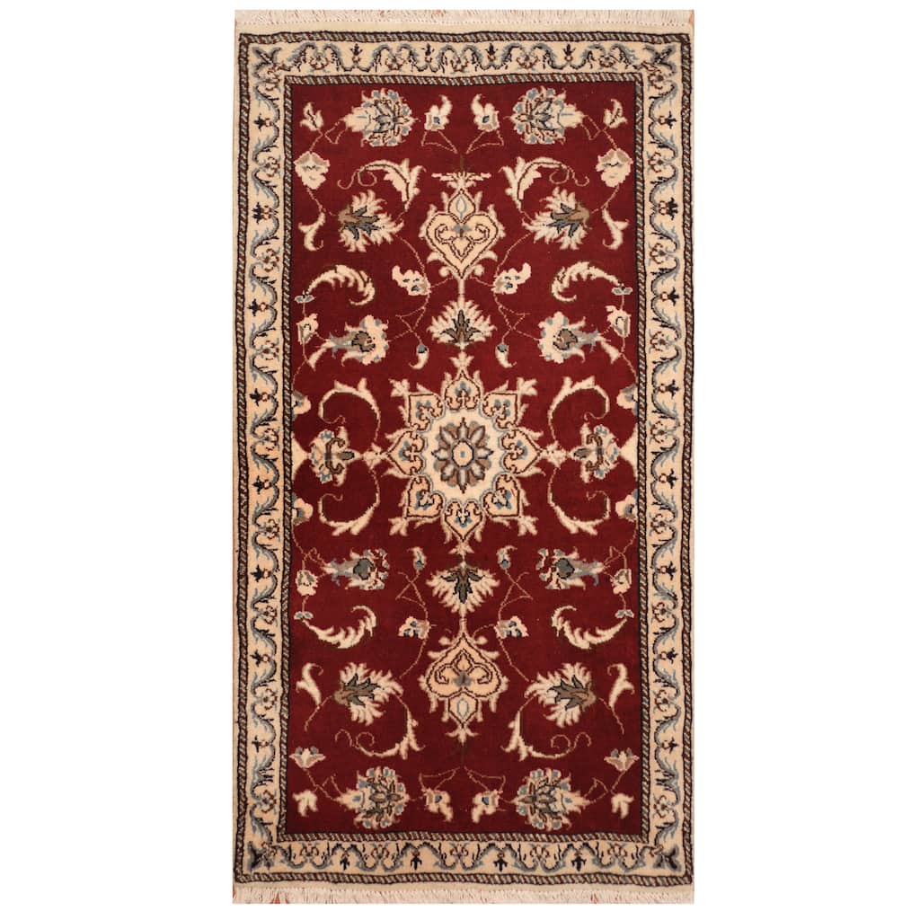 Handmade One-of-a-Kind Nain Wool and Silk Rug (Iran) - 2'4 x 4'6