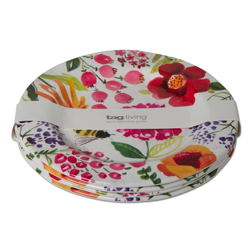 tag HomeDecor TAG Fresh Flowers Melamine Salad Plate Set Of 4 Multi