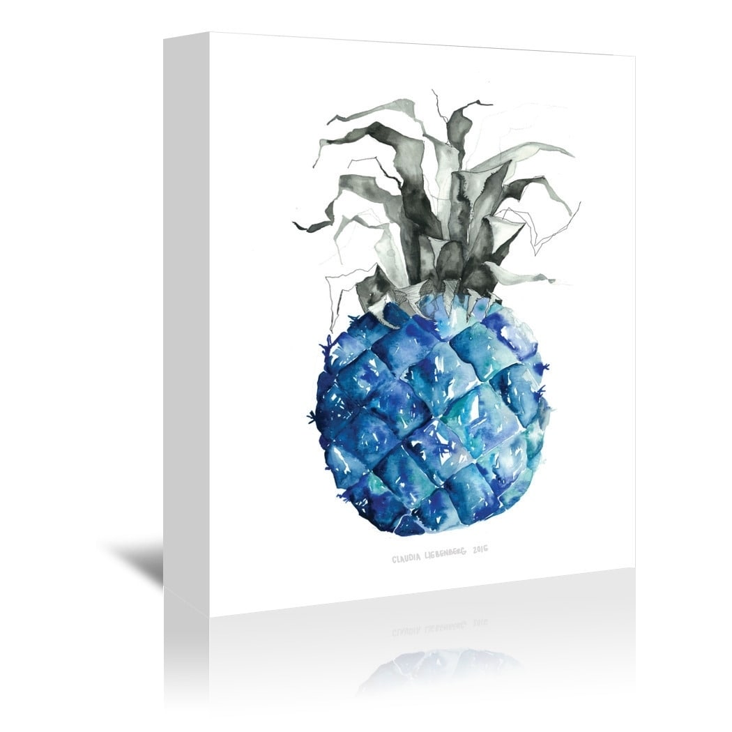 Pineapple Blue - Wrapped Canvas Wall Art - Bed Bath & Beyond - 20547907