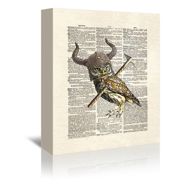 slide 2 of 3, Viking Owl - Wrapped Canvas Wall Art