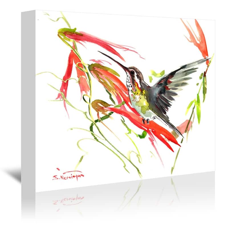 Flying Hummingbird By Suren Nersiyan - Wrapped Canvas Wall Art - Bed ...