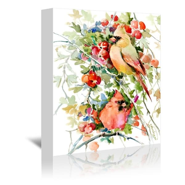 slide 2 of 3, Cardinal Birds By Suren Nersiyan - Wrapped Canvas Wall Art