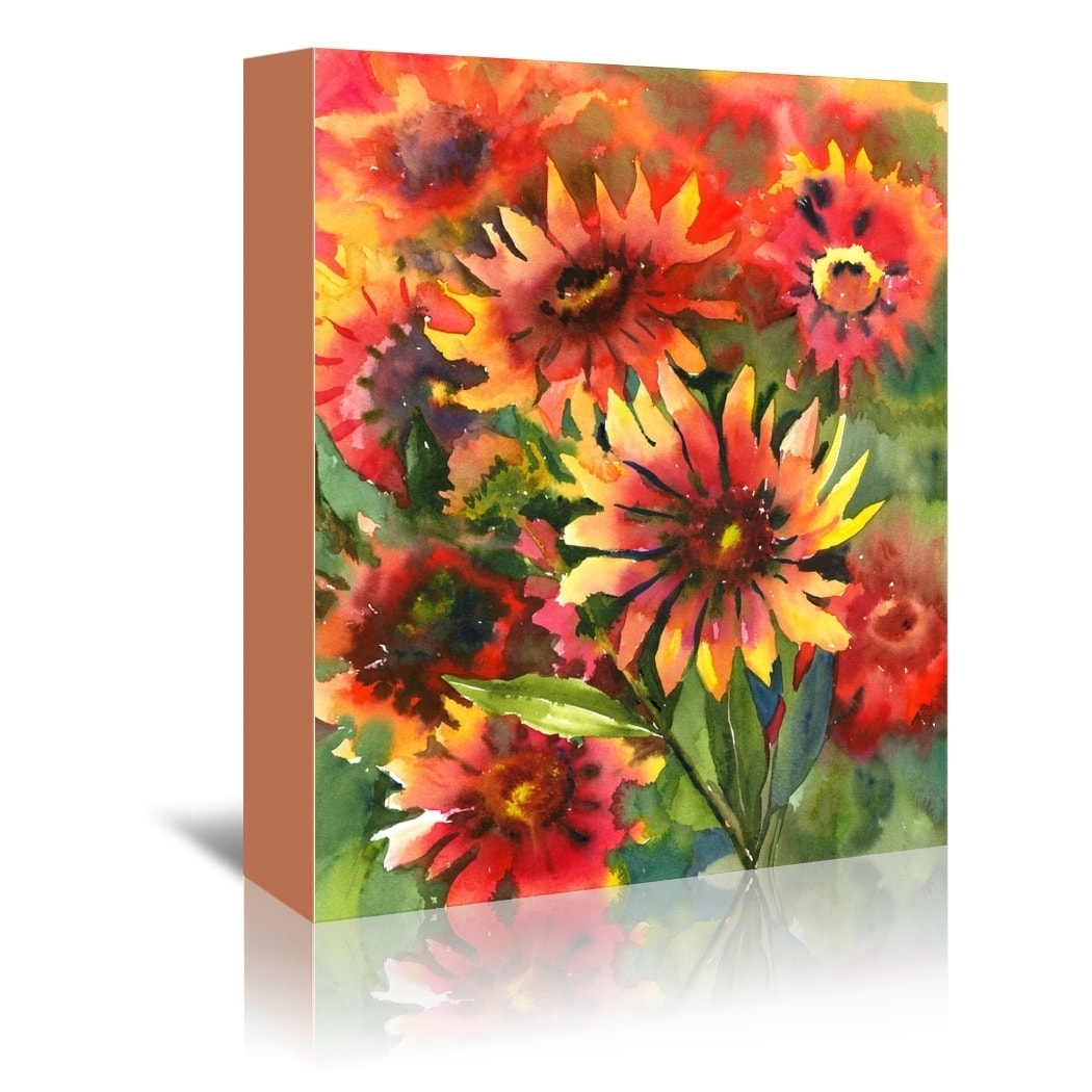 Blanket Flowers By Suren Nersiyan - Wrapped Canvas Wall Art - Bed