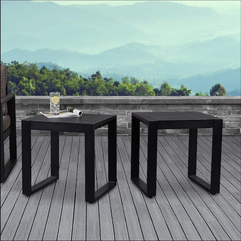Baltic Set of 2 End Tables Black by Real Flame - 20L x 18W x 20.5H