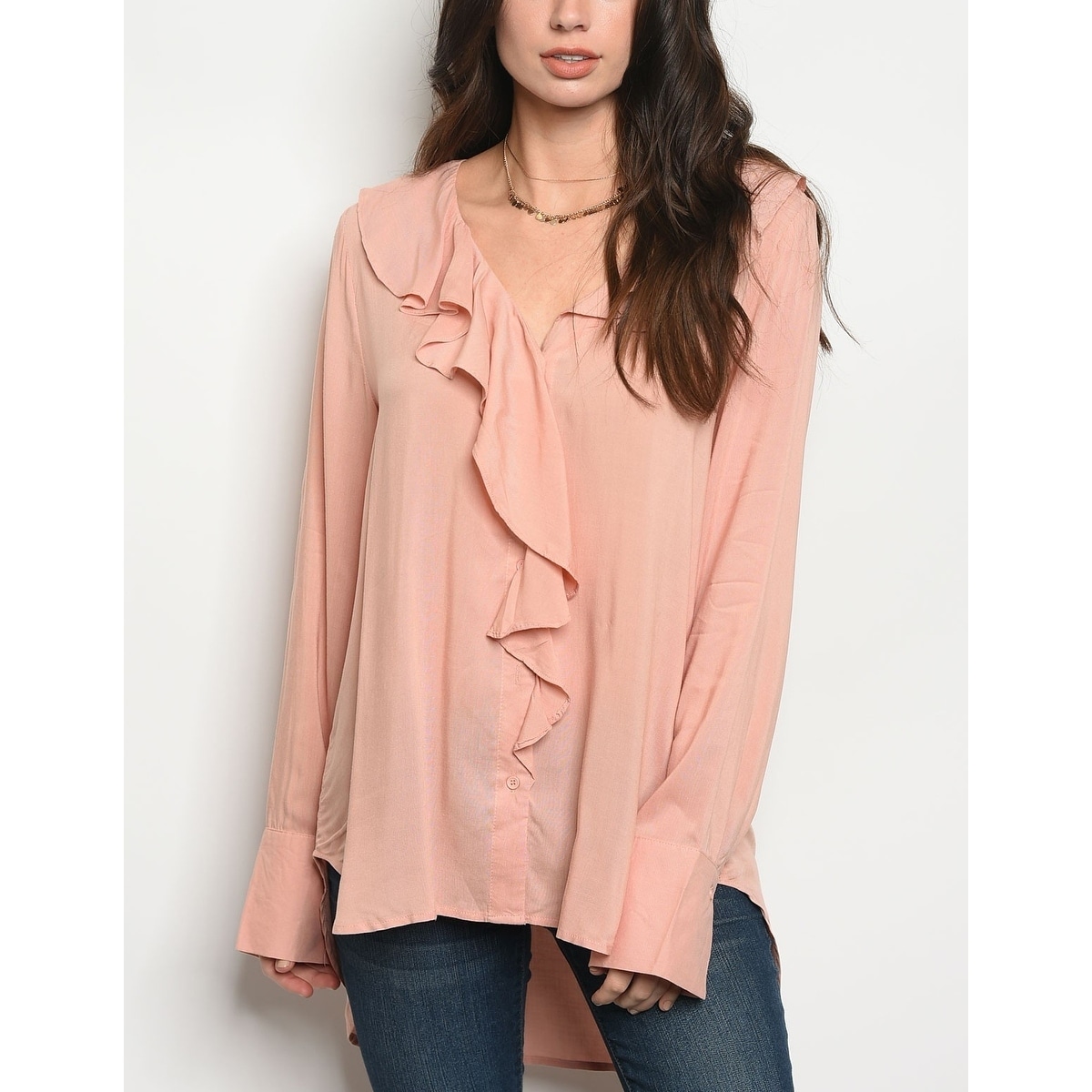 blush ruffle top