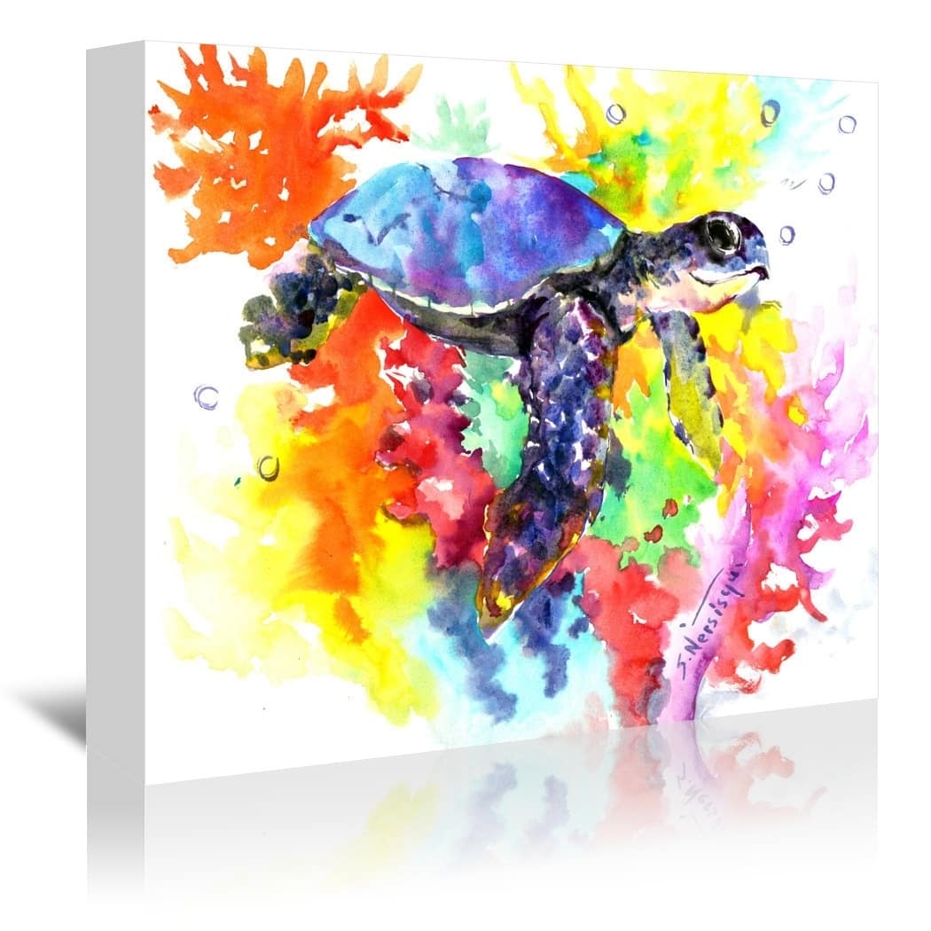 Coral Reef Sea Turtle 2 By Suren Nersiyan - Wrapped Canvas Wall Art ...