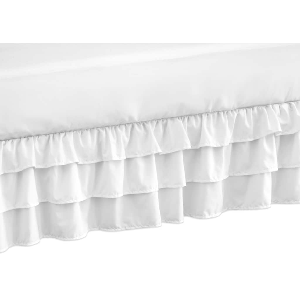 Sweet Jojo Designs Solid Color White Shabby Chic Harper Girl Collection Crib Bed Skirt
