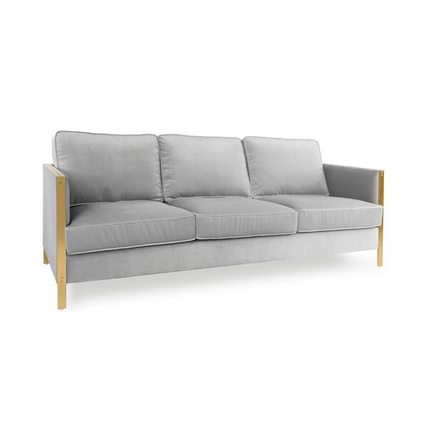 Pasargad Home Firenze Collection Velvet Silver Sofa On Firenze Collection Velvet Silver Sofa