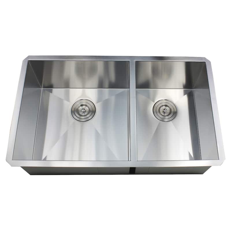 32-inch Stainless Steel 16 Gauge Double 60/40 Bowl Undermount Zero Radius Kitchen Island Bar Sink