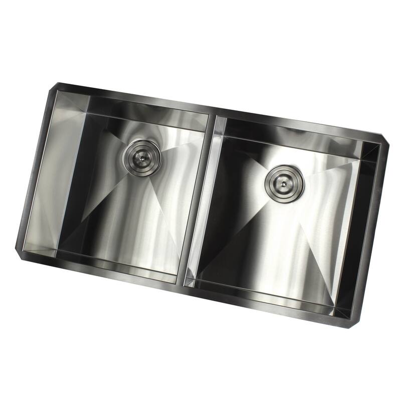 37-inch Stainless Steel 16 Gauge Double 50/50 Bowl Undermount Zero Radius Kitchen Island Bar Sink