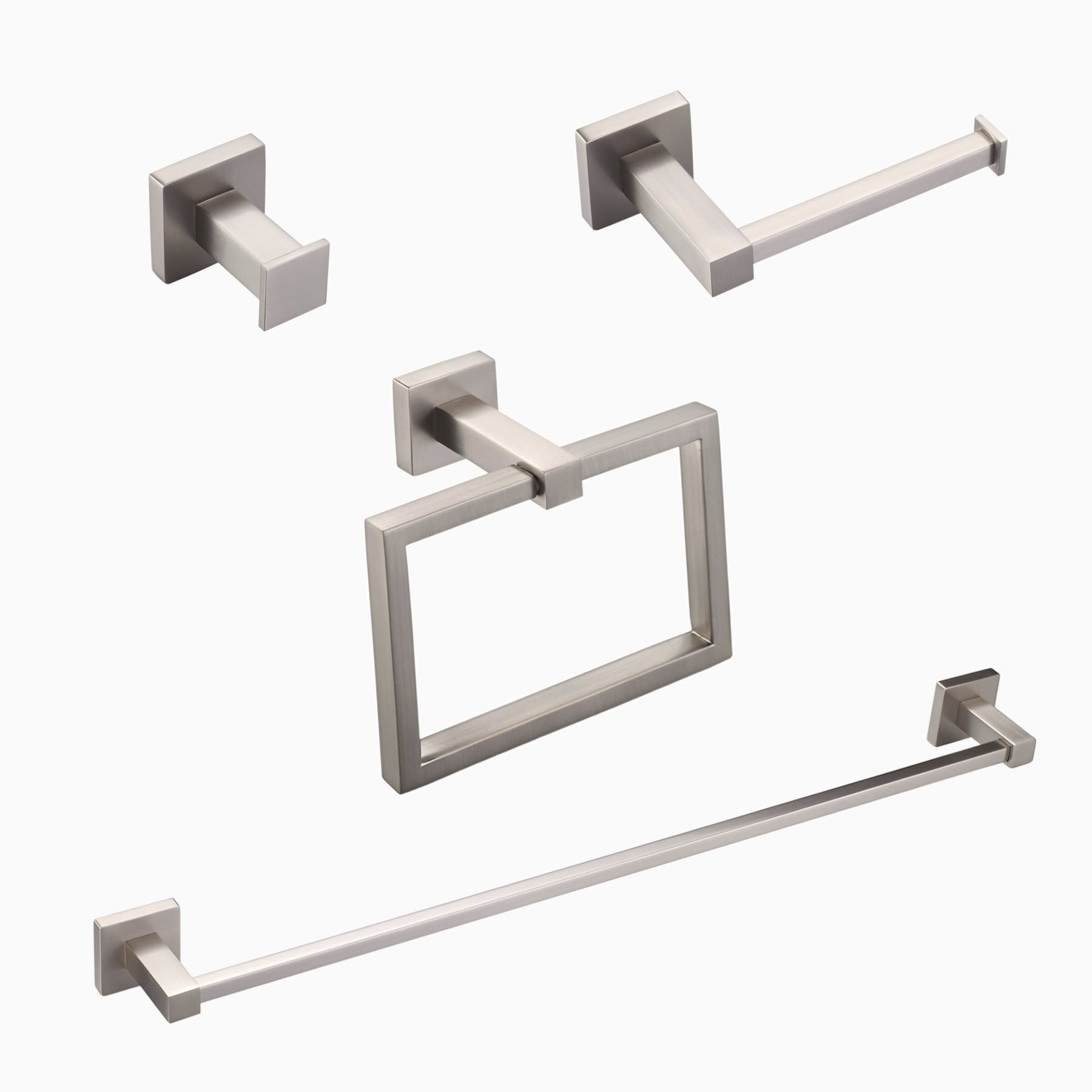Brushed Nickel Bathroom Hardware Accessories 4 Piece Set with 24/" Towel Bar