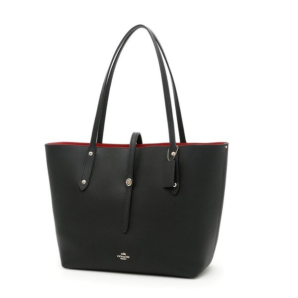 coach black tote with red interior