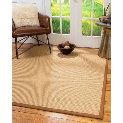 Natural Area Rugs 100%, Natural Fiber Handmade Basket Weave Carlton, Gold Sisal Rug, Sienna Border - 8' x 10'