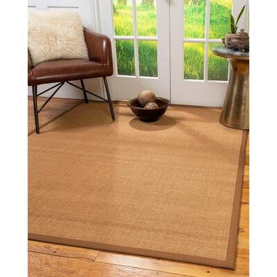 Natural Area Rugs 100%, Natural Fiber Handmade Aston, Gold Sisal Rug, Sienna Border - 2'6" x 8'