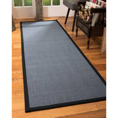 NaturalAreaRugs Cortona Sisal Carpet Runner Hand-Woven Black Border (2' 6" x 8') - 2'6" x 8'