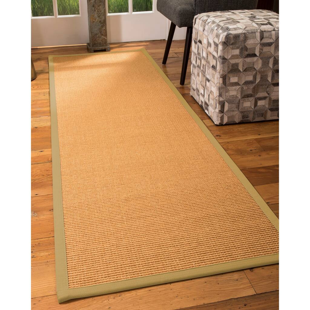 NaturalAreaRugs Davlin Sisal Carpet Runner Hand-Woven Sage Border (2' 6" x 8') - 2'6" x 8'