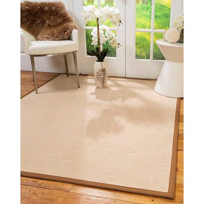 Natural Area Rugs 100%, Natural Fiber Handmade Hermosa, Beige Wool Rug, Sienna Border - 2'6" x 8'
