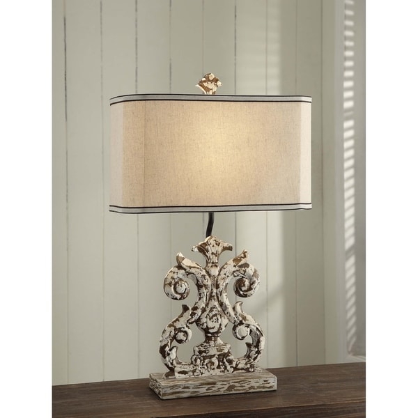 Lewiston Antique White Washed Wood 26-inch Table Lamp - 26'' H x 16'' W