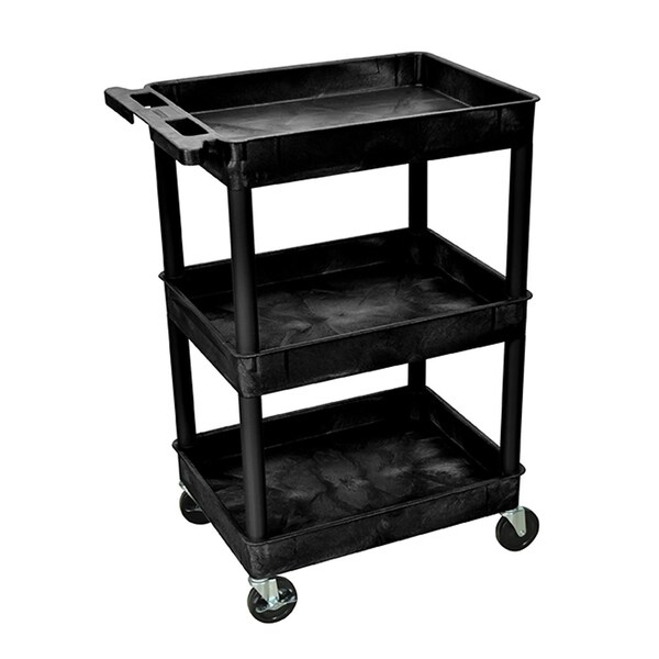 Offex OF-STC111-B Black 3 Tub Shelves Multipurpose Utility Cart