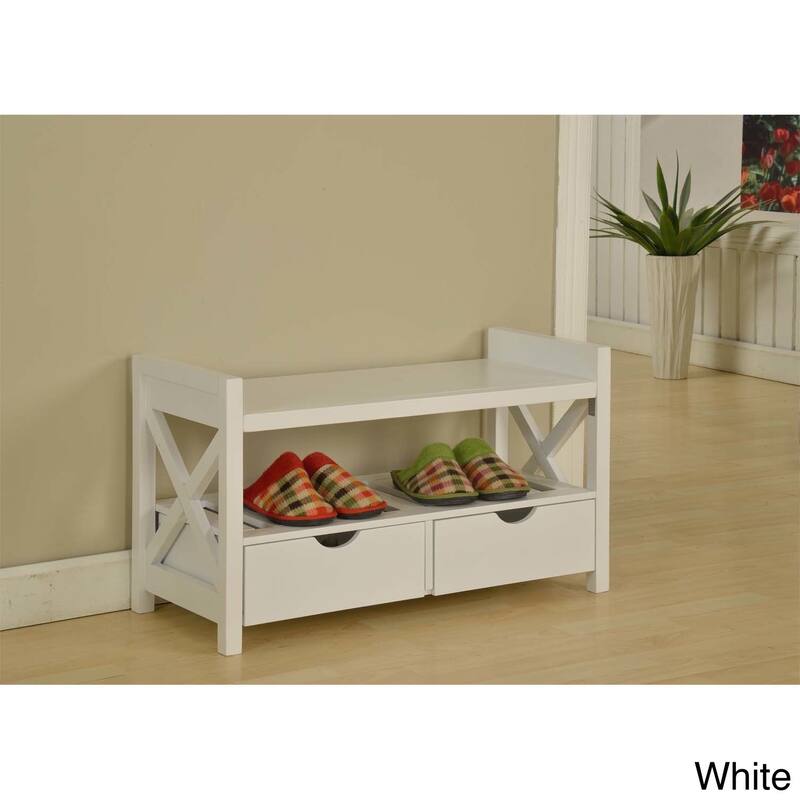 Entryway Storage Bench - White