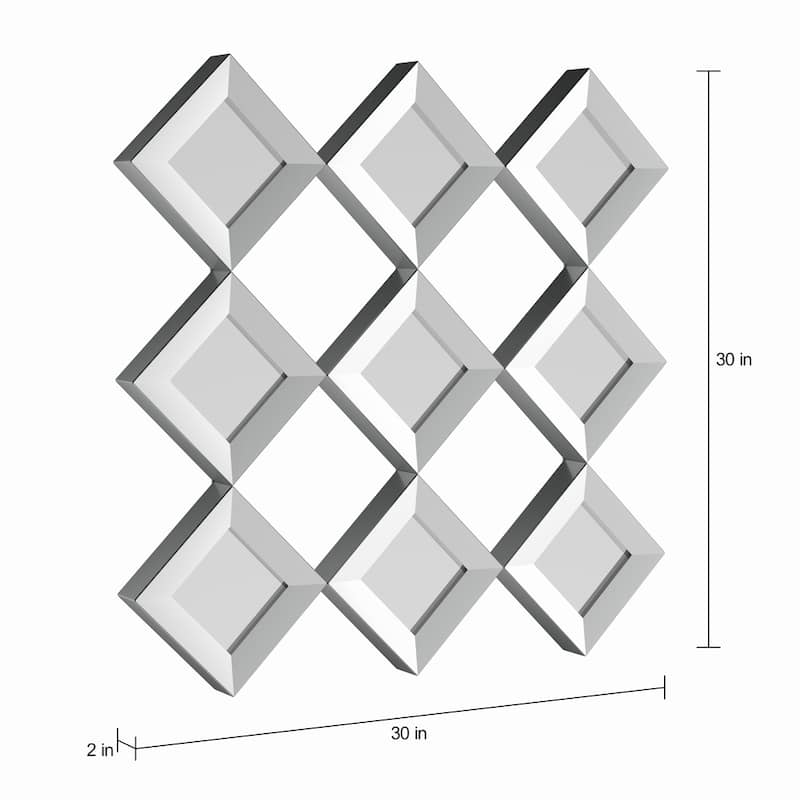 SEI Furniture Olivia Mirrored Squares Wall Sculpture - Antique Silver - Antique Silver