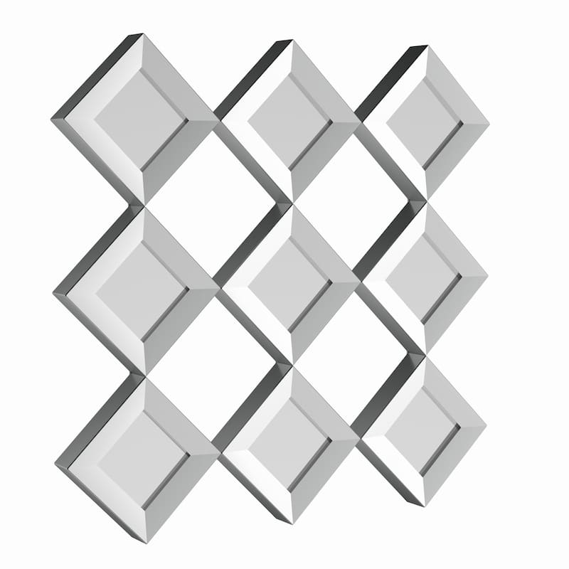 SEI Furniture Olivia Mirrored Squares Wall Sculpture - Antique Silver - Antique Silver