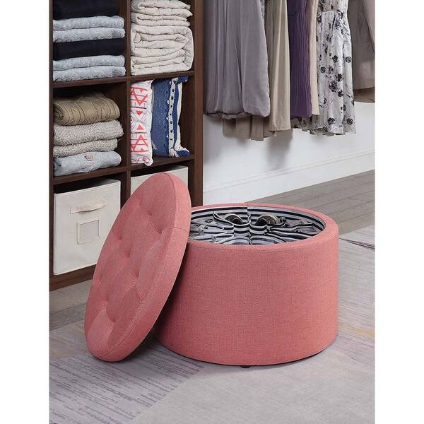 Porch Den Deslonde Round Shoe Storage Ottoman Overstock 20559075