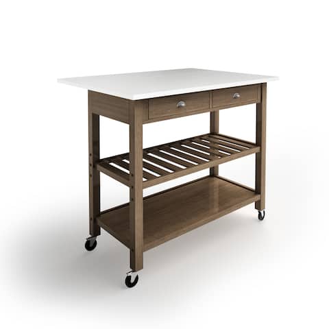 The Gray Barn Firebranch Wood and Stainless Steel Drop Leaf Kitchen Cart