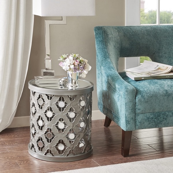 Silver Orchid Olivia Silver Quatrefoil Mirror Accent Table. Opens flyout.