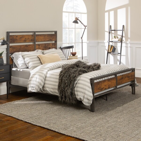 Carbon Loft Jolly Rustic Industrial Plank Bed
