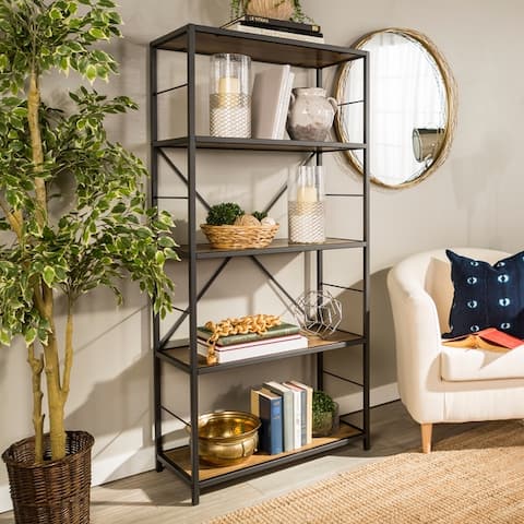 Carbon Loft Ora Metal and Wood Rustic Bookshelf
