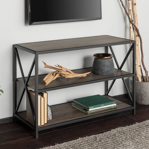 Carbon Loft 40-inch Hattie X-frame Media Bookshelf, Modern TV Stand for Living Room, Entryway