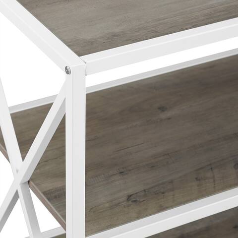 White Horizontal Bookshelves Bookcases Online At Carbon Loft Hattie 40 Inch X Frame Media Bookshelf