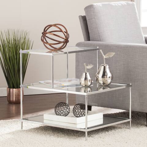 Silver Orchid Grant Glam Mirrored Accent Table Chrome