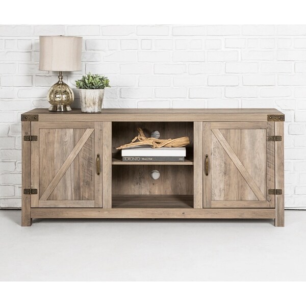 The Gray Barn Firebranch 58-inch Barn Door TV Stand Console, Rustic Entertainment Center - 58 x 16 x 24h