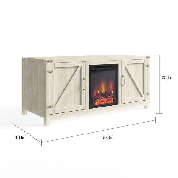 Shop The Gray Barn Firebranch 58 Inch White Fireplace Tv Stand