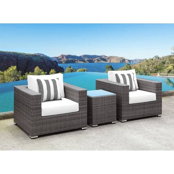 Shop Solis Lusso 3 Piece Chair Patio Set Wht Cushions Grey White Pillows On Sale Overstock 20560800
