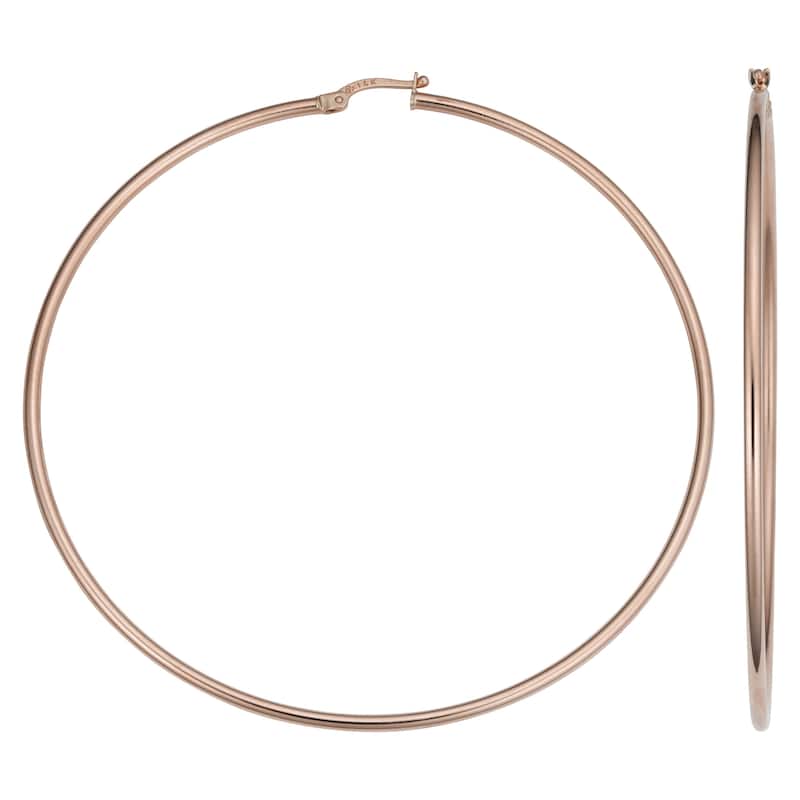 14k Gold 2x70mm Large Hoop Earrings (yellow gold, white gold or rose gold) - Rose